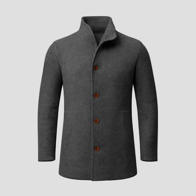 Callum | Retro Herringbone Woolen Single-Breasted Mid-Length Coat