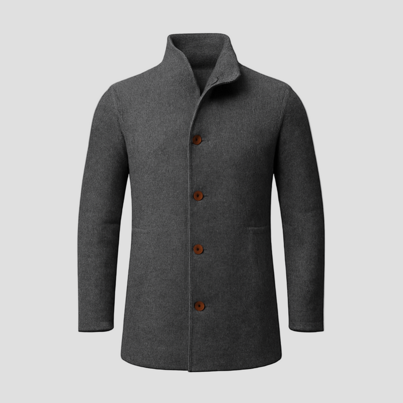 Callum | Retro Herringbone Woolen Single - Breasted Mid - Length Coat - Rob Stevenson