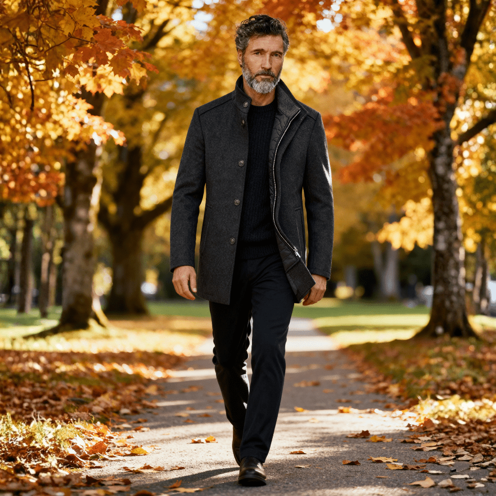 Charles | Men's Quilted Stand Collar Coat - Rob Stevenson