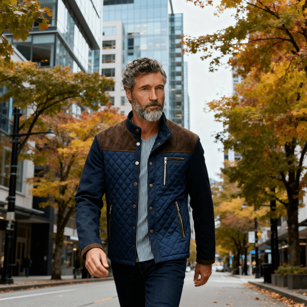 Logan | Men's Quilted Suede - Trim Winter Jacket - Rob Stevenson