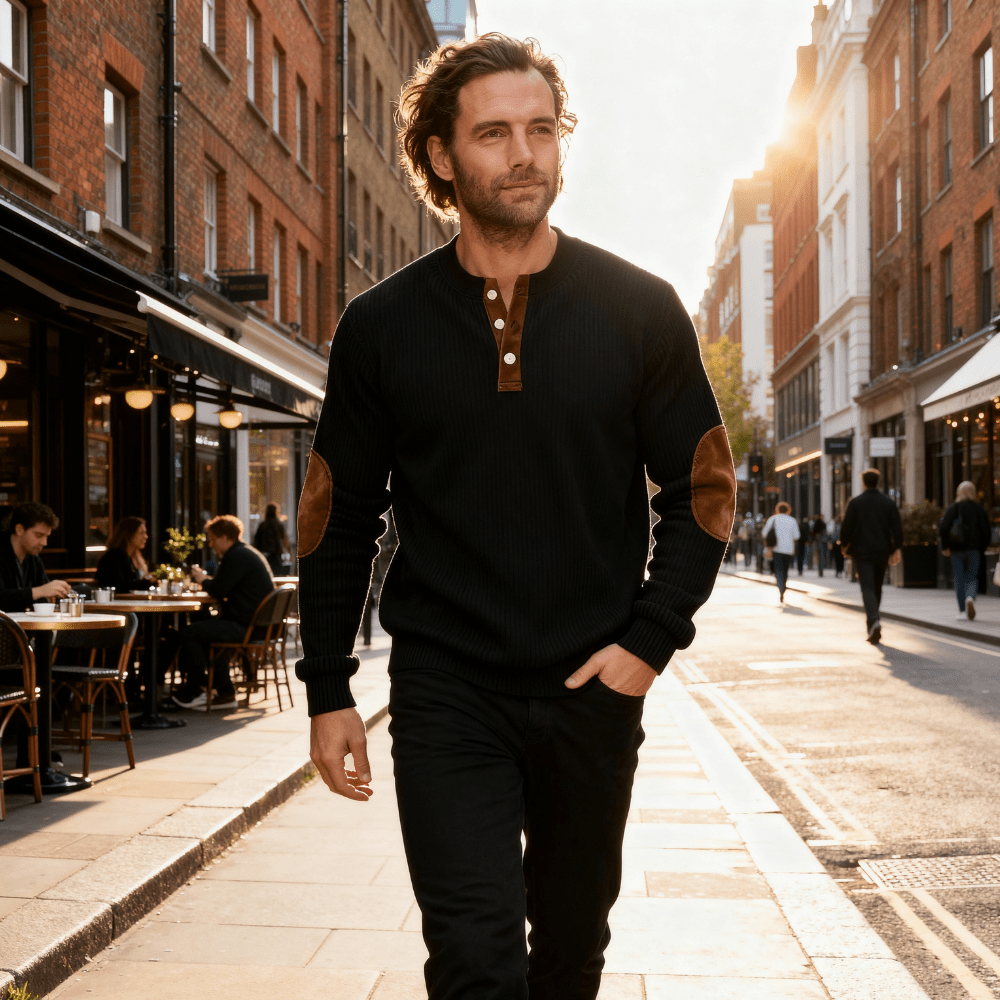 Luc | Casual Colorblock Henley Collar Long Sleeve Sweatshirt - Rob Stevenson