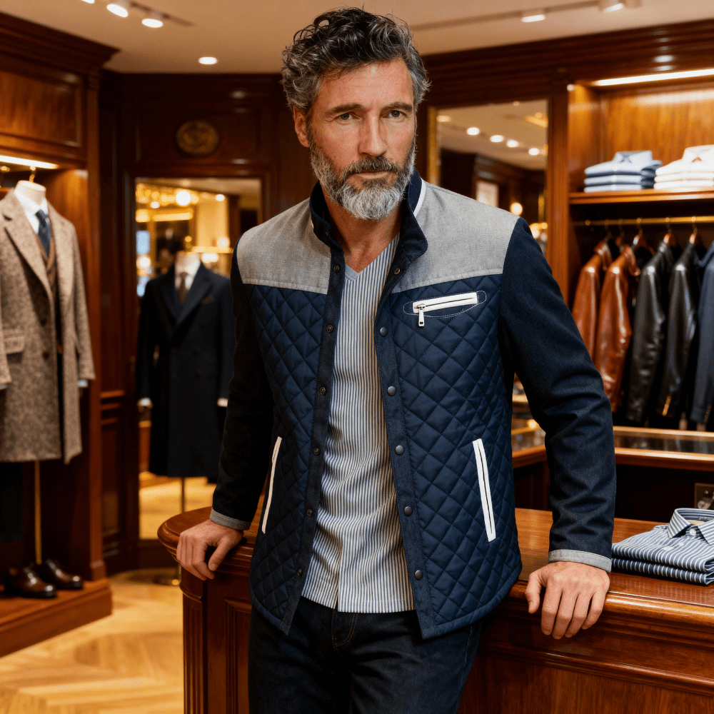 Logan | Men's Quilted Suede - Trim Winter Jacket - Rob Stevenson