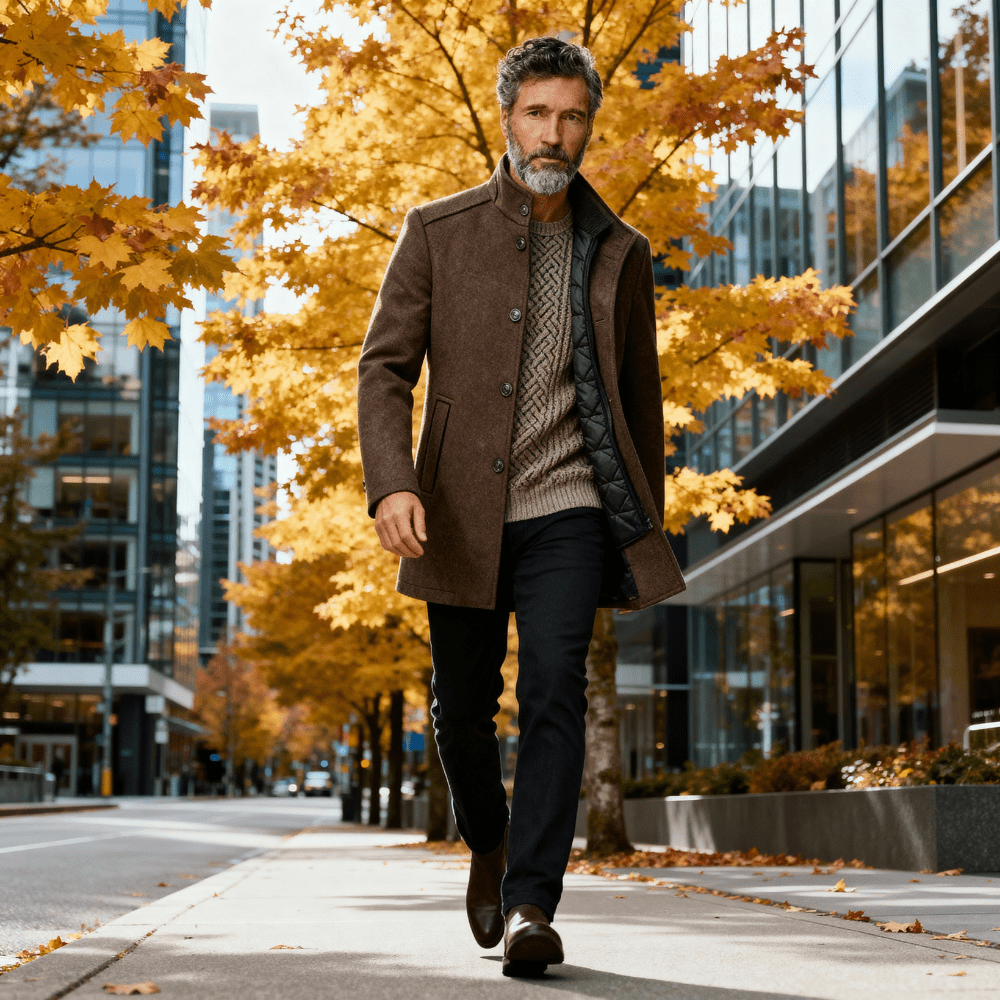 Charles | Men's Quilted Stand Collar Coat - Rob Stevenson