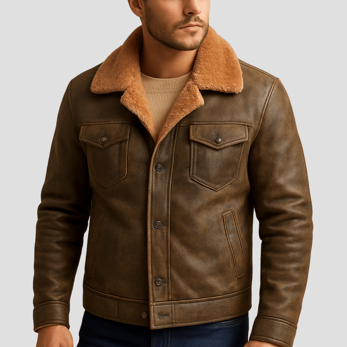 Cavendish | Shearling Biker Leather Jacket for Men - Rob Stevenson