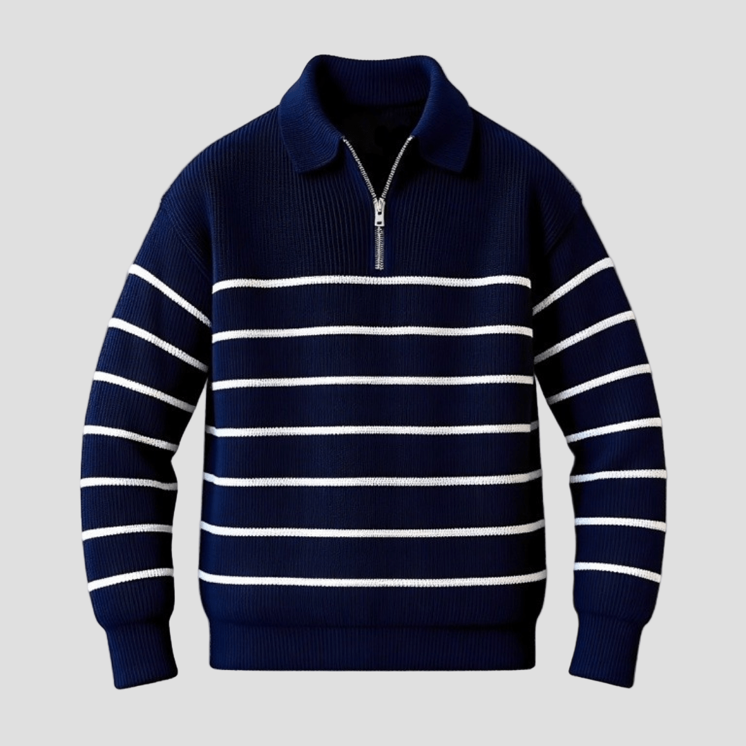 Aaron | Striped Cotton Knit Sweater for Men - Rob Stevenson