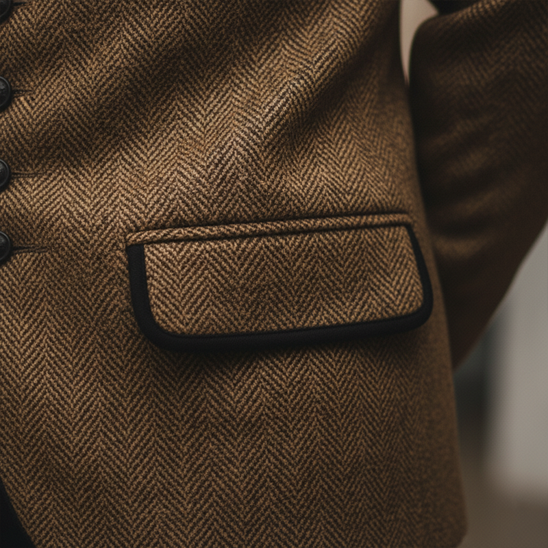 Liam | Retro Herringbone Wool Coat