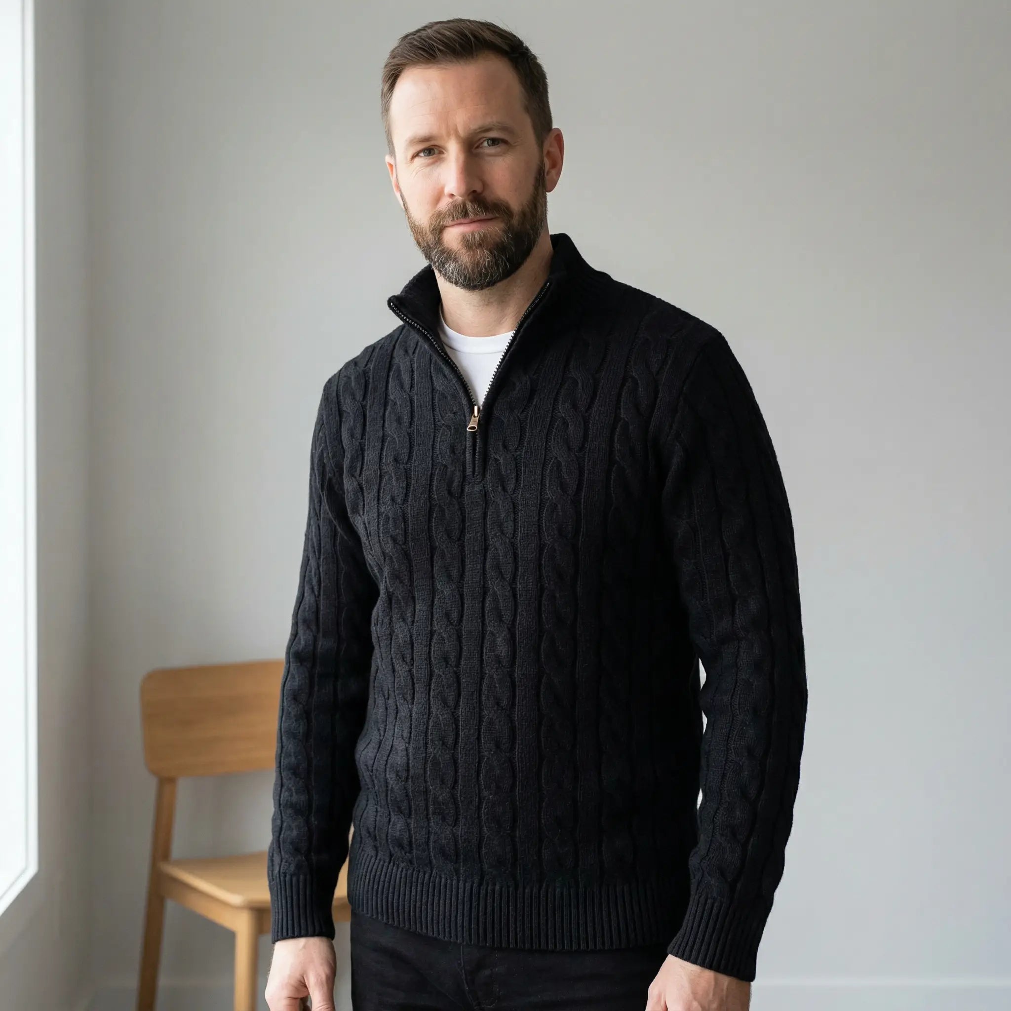 Leo | Men’s Half - Zip Cotton Sweater - Rob Stevenson