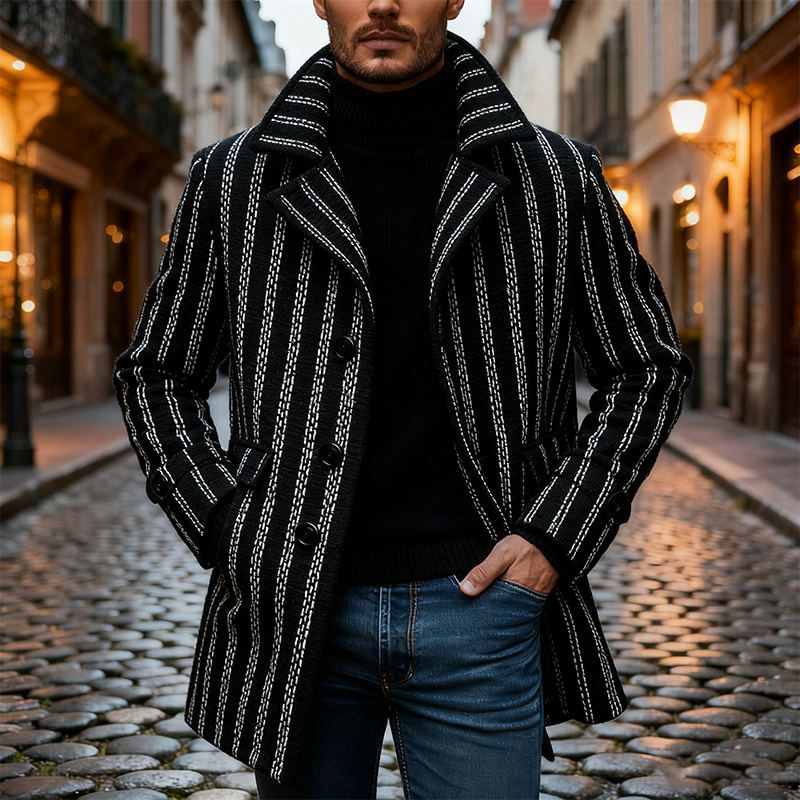Mason | Striped Tweed Lapel Coat