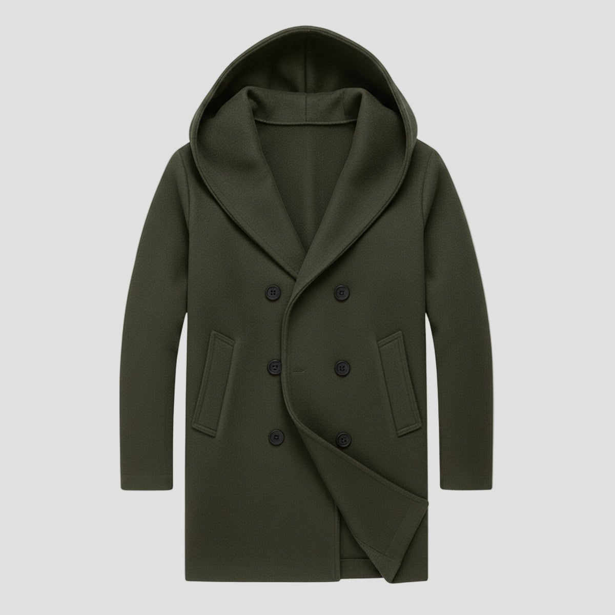 Rutherford | Double Breasted Hooded Trench Coat for Men - Rob Stevenson