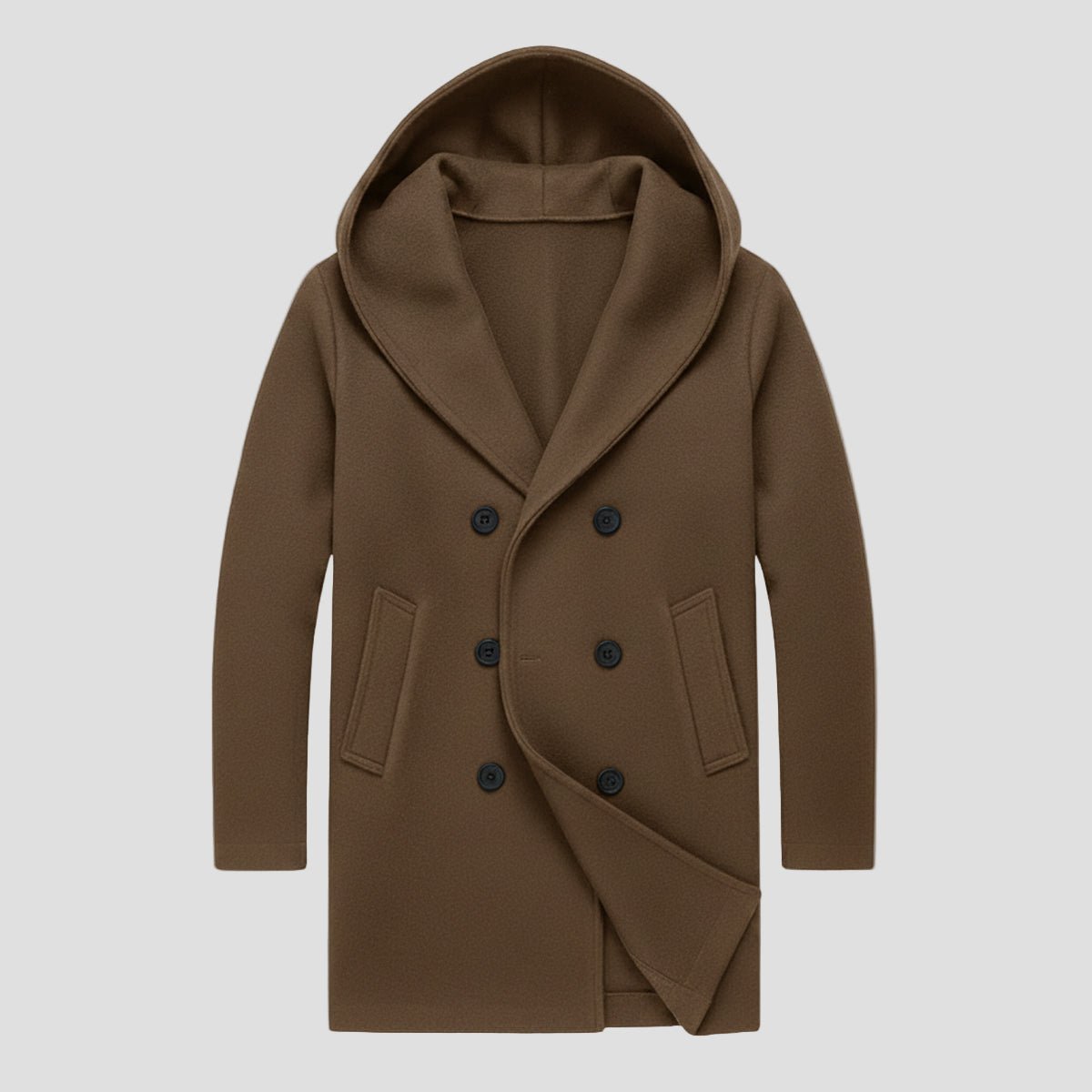 Rutherford | Double Breasted Hooded Trench Coat for Men - Rob Stevenson