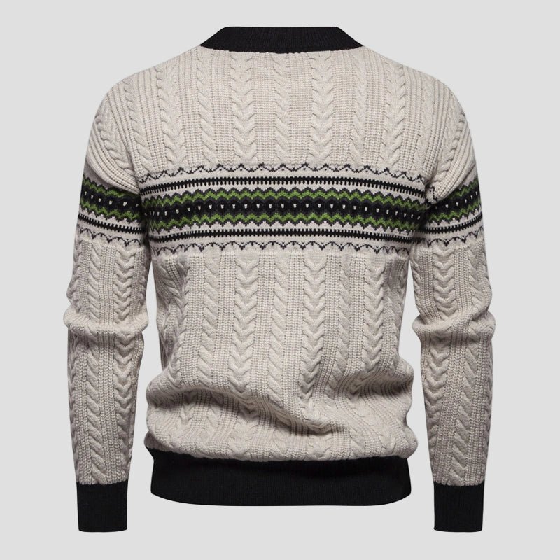 Hunter | Color Block Cable Knit Crewneck Sweater - Rob Stevenson