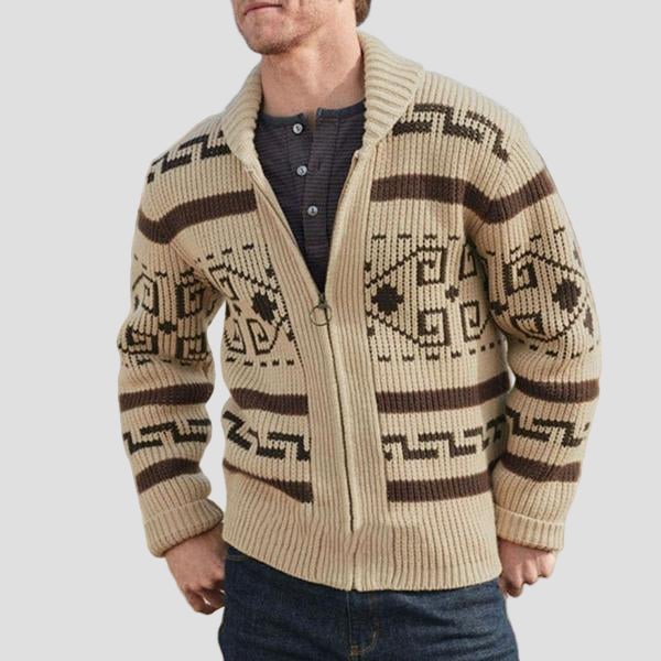 Maxwell | Geometric Lapel Sweater Knit Cardigan - Rob Stevenson