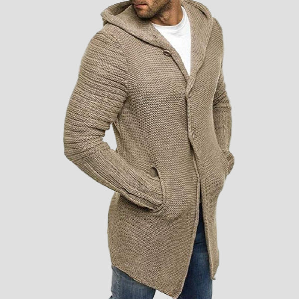 Elijah | Hooded Single-Breasted Knit Cardigan