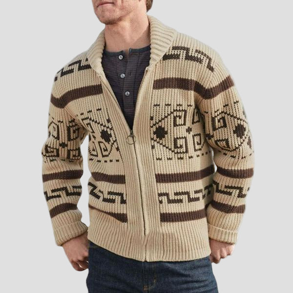 Maxwell | Geometric Lapel Sweater Knit Cardigan