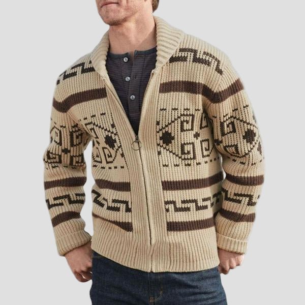 Maxwell | Geometric Lapel Sweater Knit Cardigan - Rob Stevenson