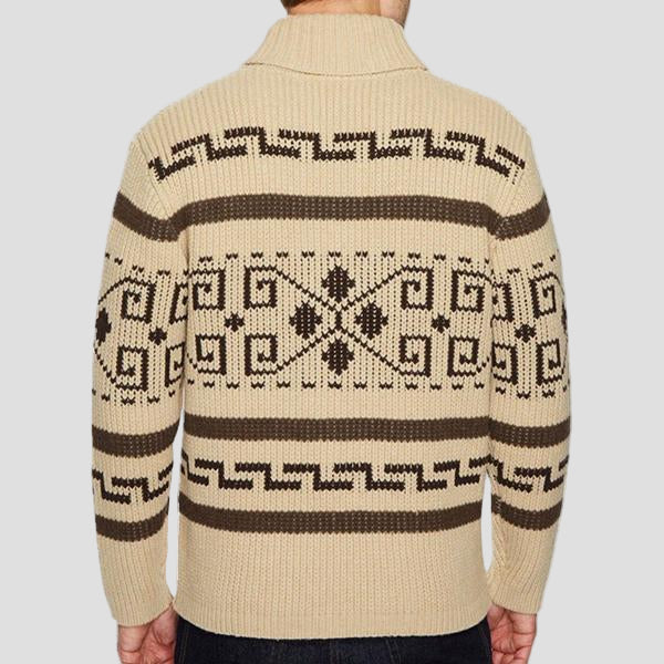 Maxwell | Geometric Lapel Sweater Knit Cardigan