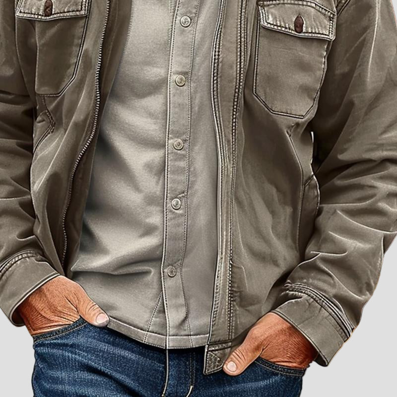 Brody | Vintage Distressed Canvas Zip Jacket