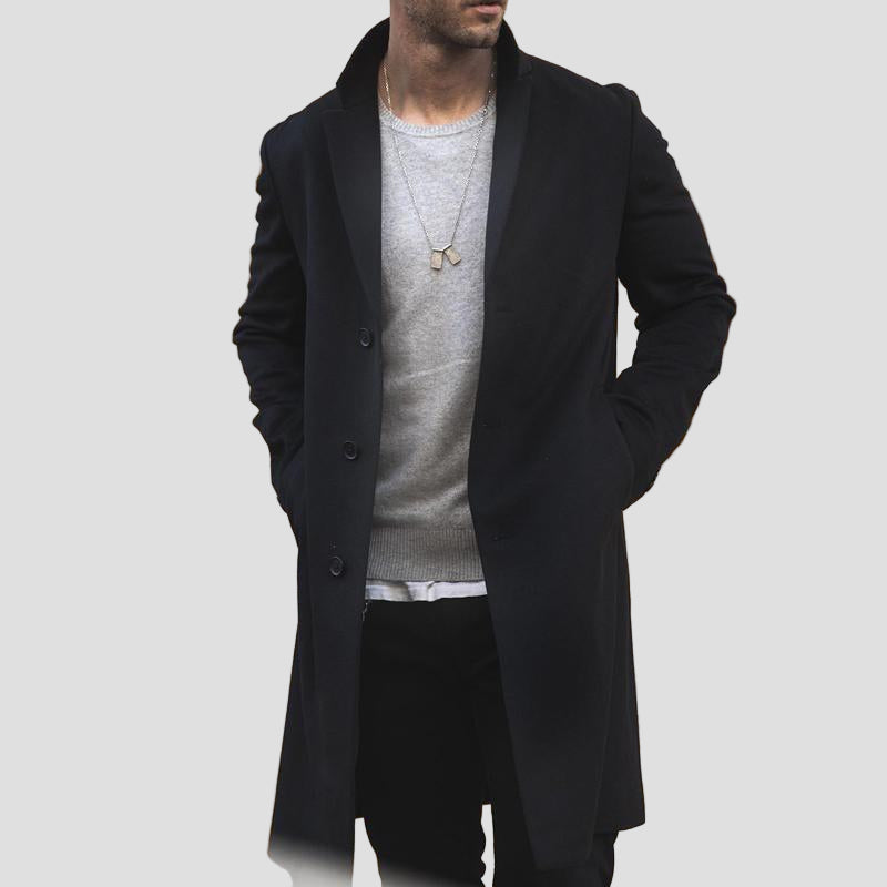 Grayson | Notch Lapel Single-Breasted Mid-Length Coat
