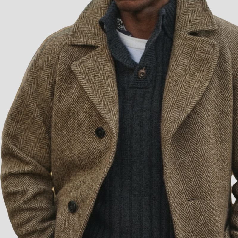 Maverick | Vintage Herringbone Mid-Length Suit Coat