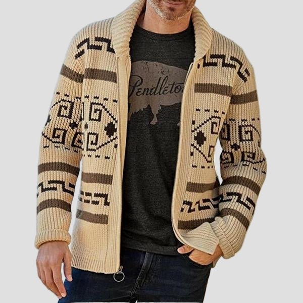 Maxwell | Geometric Lapel Sweater Knit Cardigan - Rob Stevenson