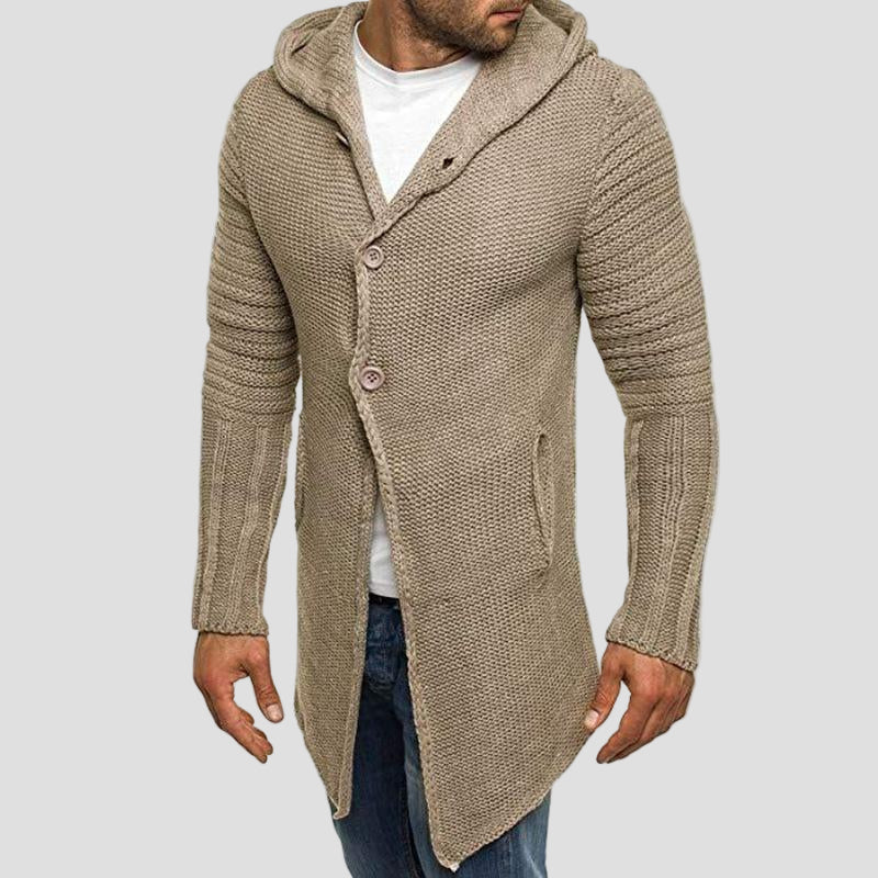 Elijah | Hooded Single-Breasted Knit Cardigan