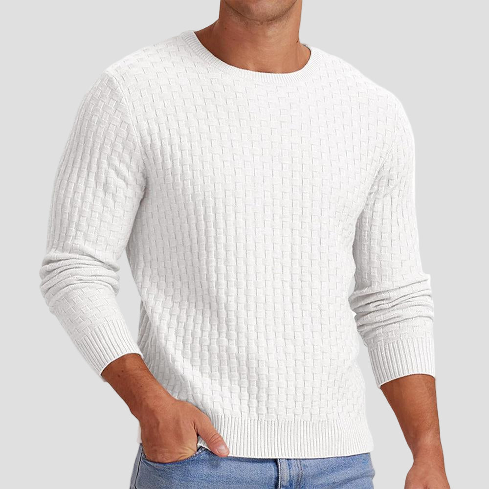 Mason | Waffle Knit Solid Color Crewneck Sweater - Rob Stevenson