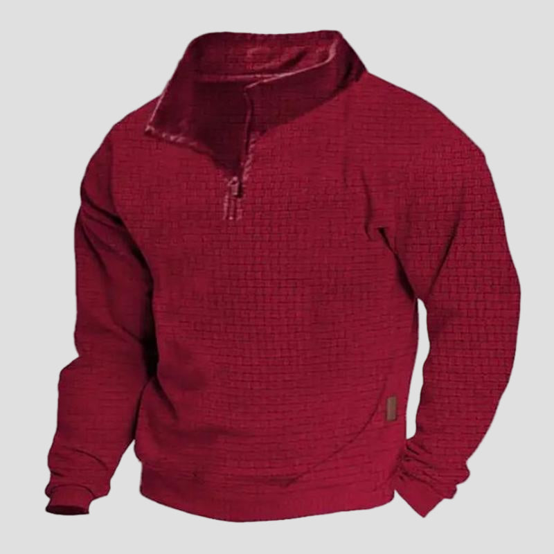 Mathis | Outdoor Cotton Blend Waffle Stand Collar Zipper Sweatshirt