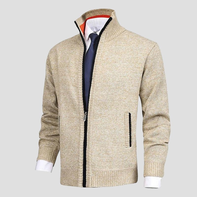 Owen | Solid Stand Collar Knit Cardigan - Rob Stevenson