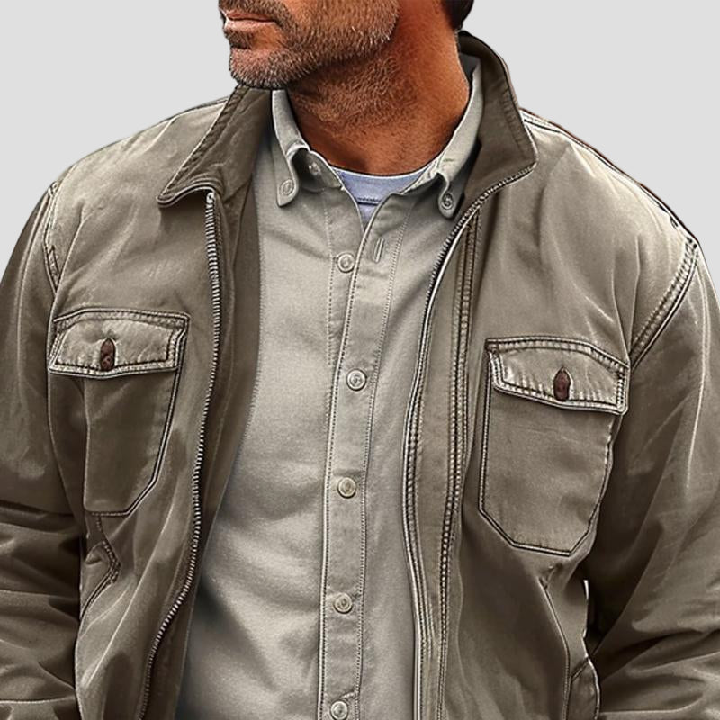 Brody | Vintage Distressed Canvas Zip Jacket