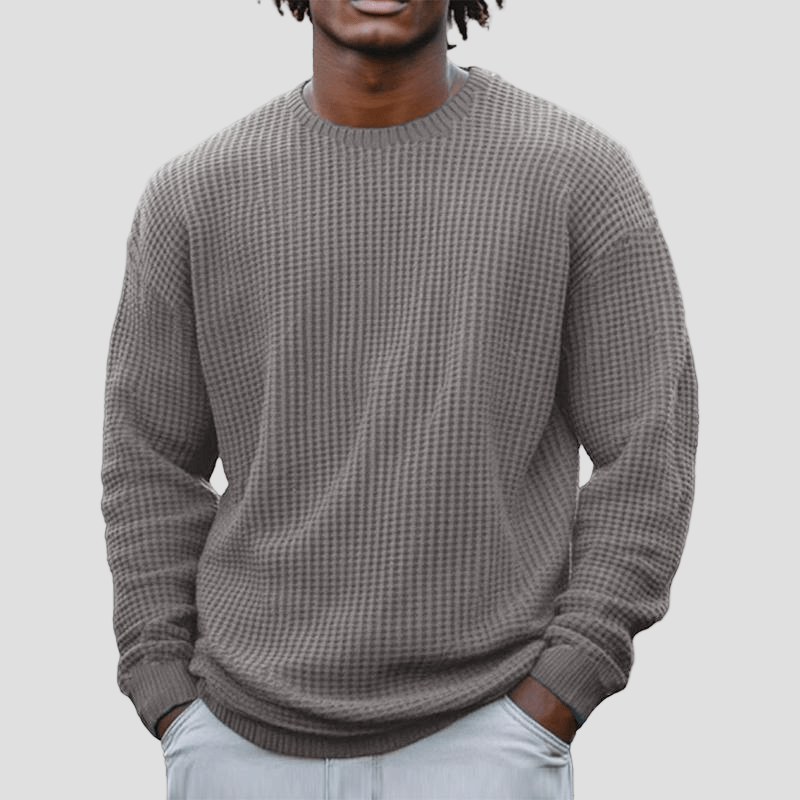 Grayson | Solid Color Waffle Round Neck Sweatshirt - Rob Stevenson