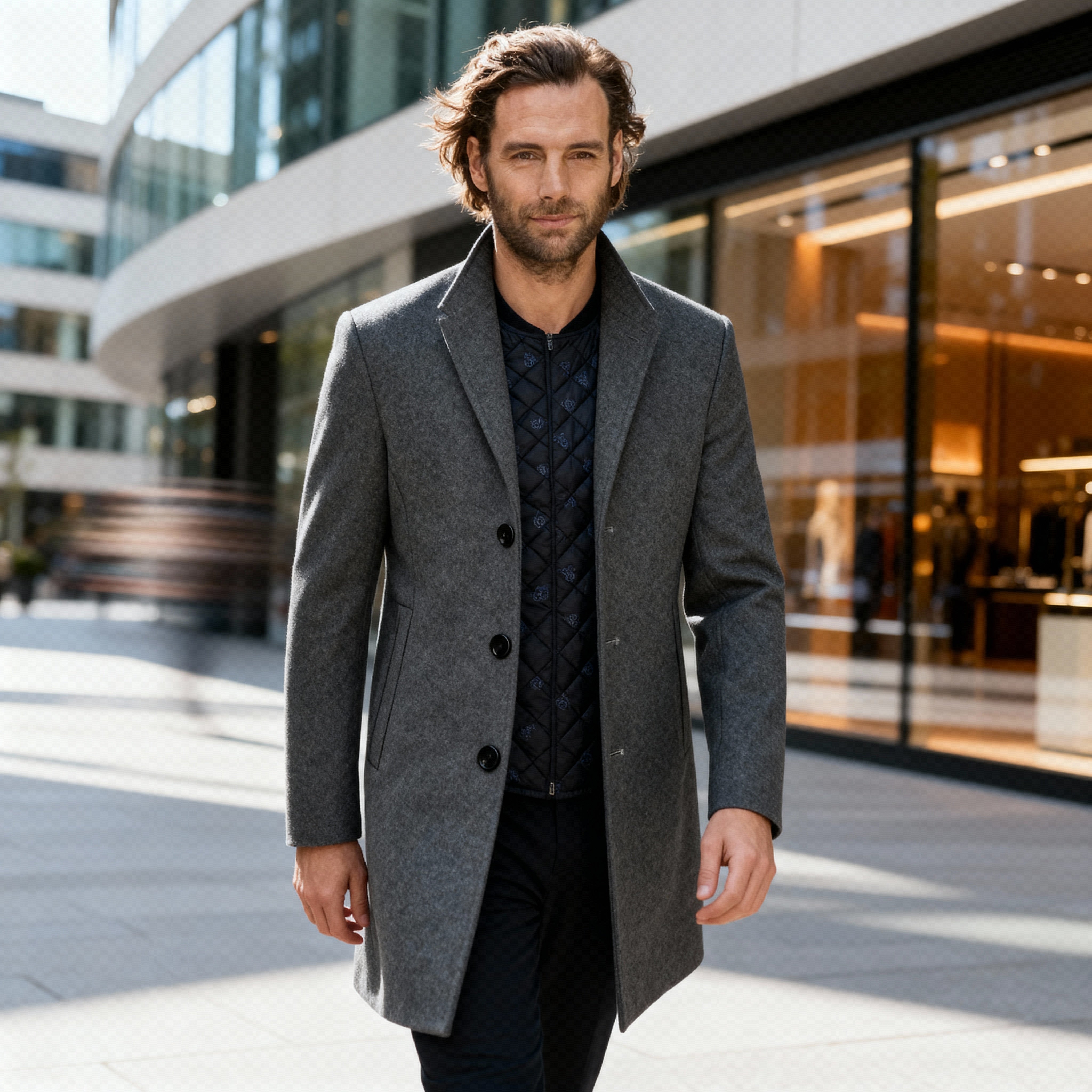 George | Men's Quilted Single - Breasted Coat - Rob Stevenson