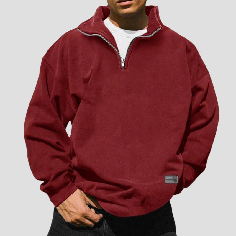 Beau | Loose Fleece Stand Collar Solid Color Sweatshirt - Rob Stevenson