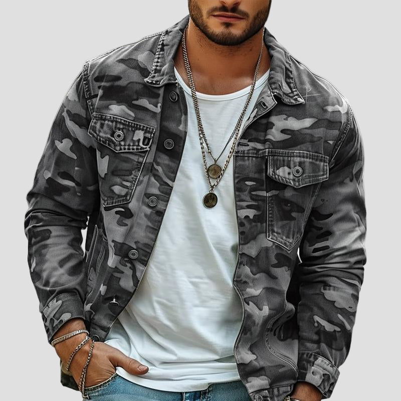 Carter | Camouflage Canvas Retro Lapel Jacket