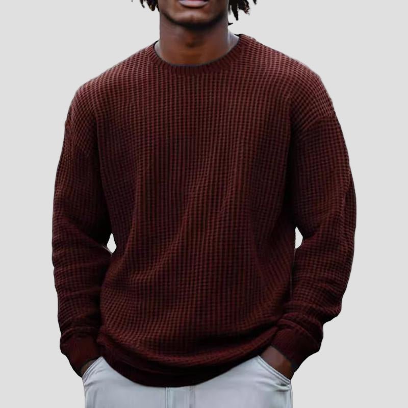 Grayson | Solid Color Waffle Round Neck Sweatshirt - Rob Stevenson