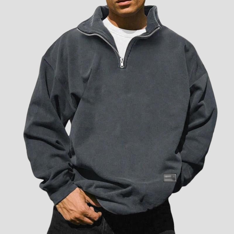 Beau | Loose Fleece Stand Collar Solid Color Sweatshirt - Rob Stevenson