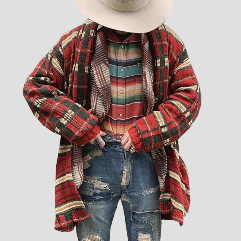 Miles | Vintage Check Jacquard Knit Cardigan - Rob Stevenson