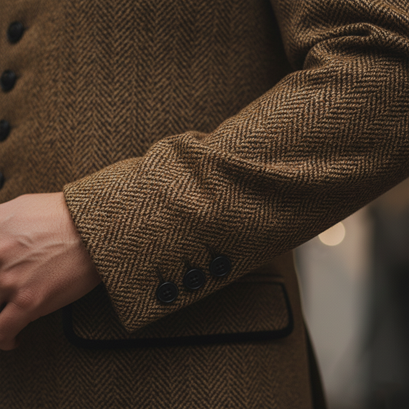 Liam | Retro Herringbone Wool Coat