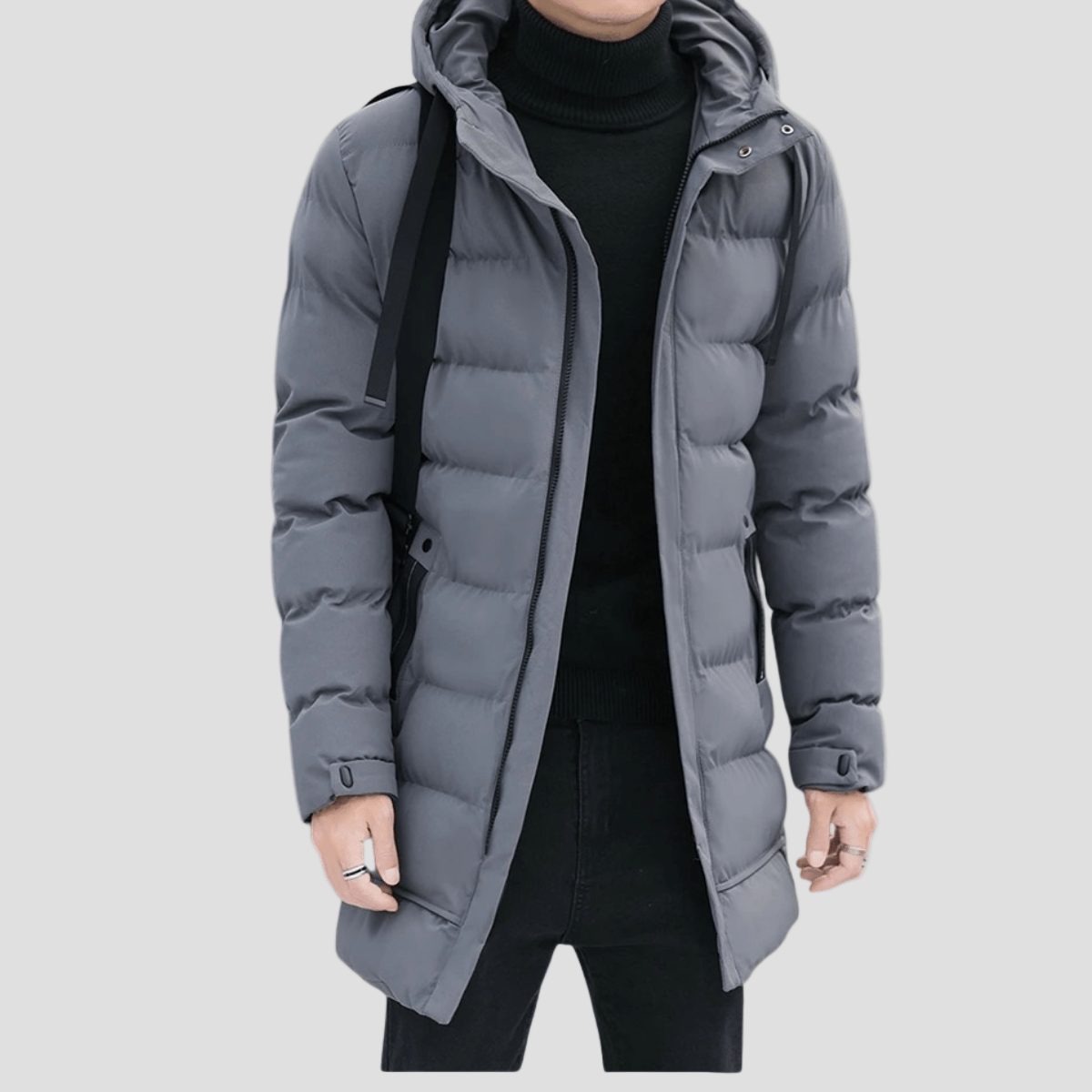 Bexley | Stylish Longline Black Puffer Coat for Men - Rob Stevenson