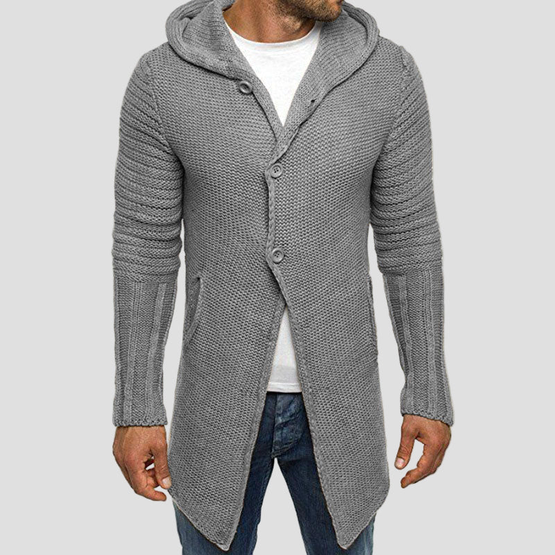Elijah | Hooded Single-Breasted Knit Cardigan