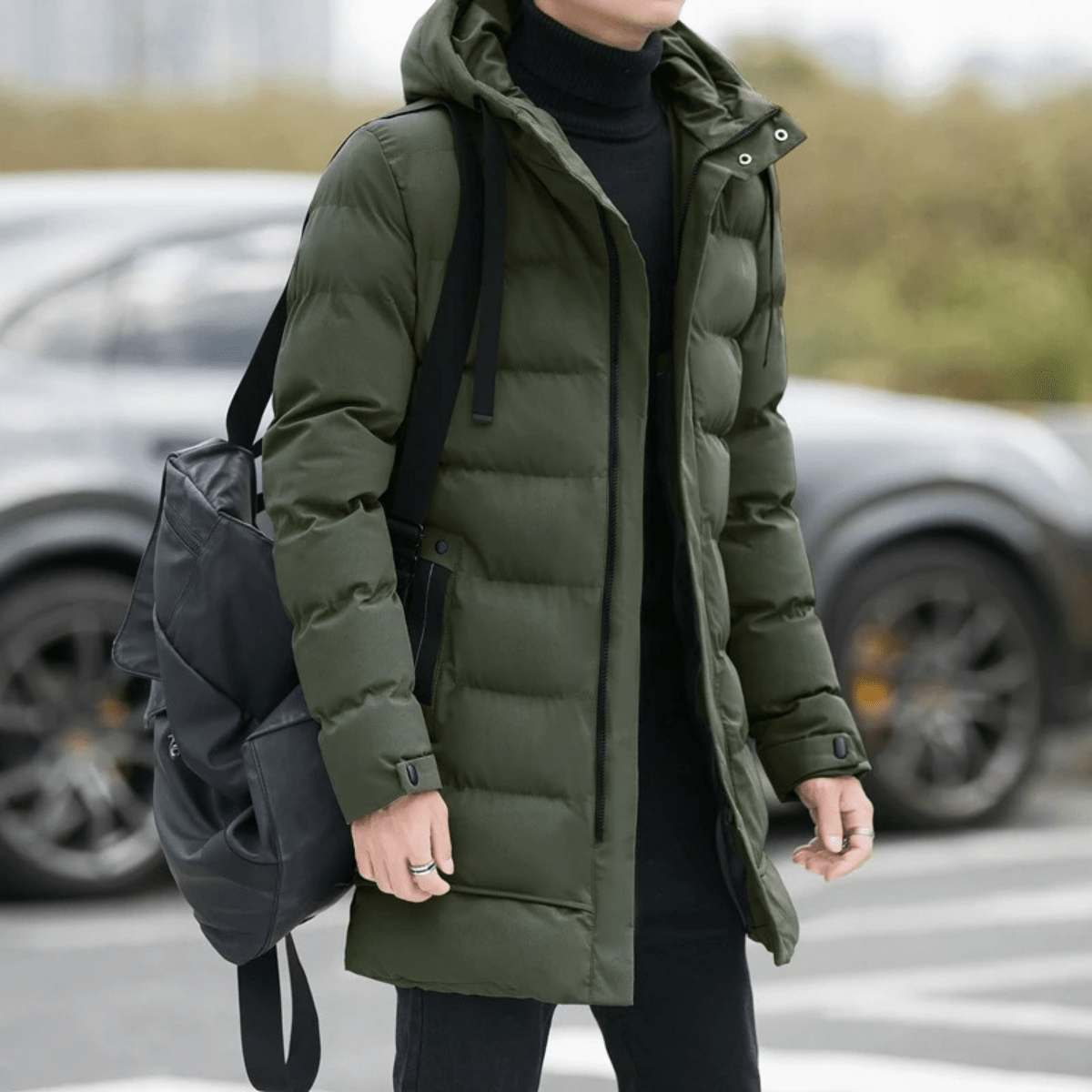 Bexley | Stylish Longline Black Puffer Coat for Men - Rob Stevenson