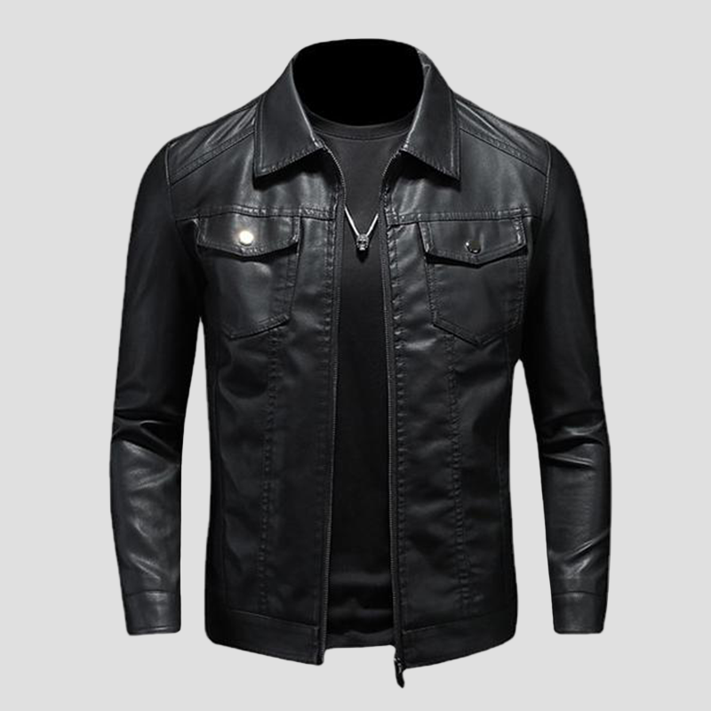 Dylan | Lapel Leather Biker Jacket