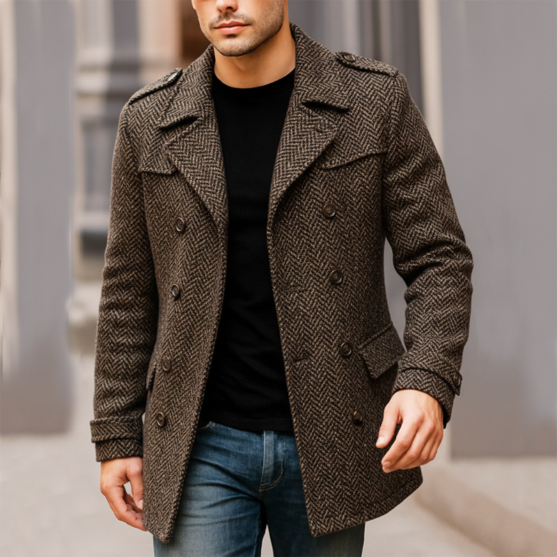 Caleb | Dark Brown Wool Coat
