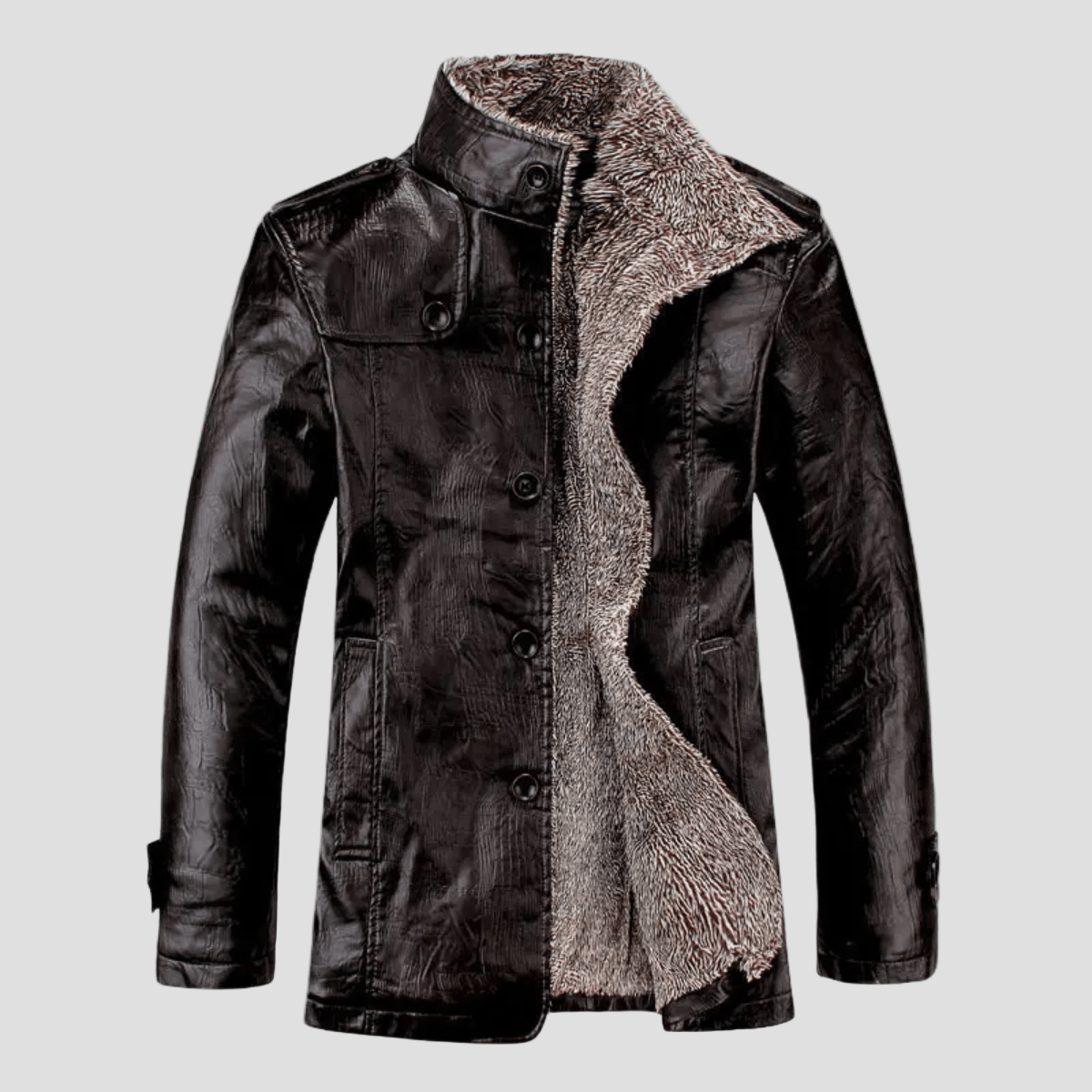Lansbury | Leather Jacket with Fleece Lining and Stand Collar - Rob Stevenson