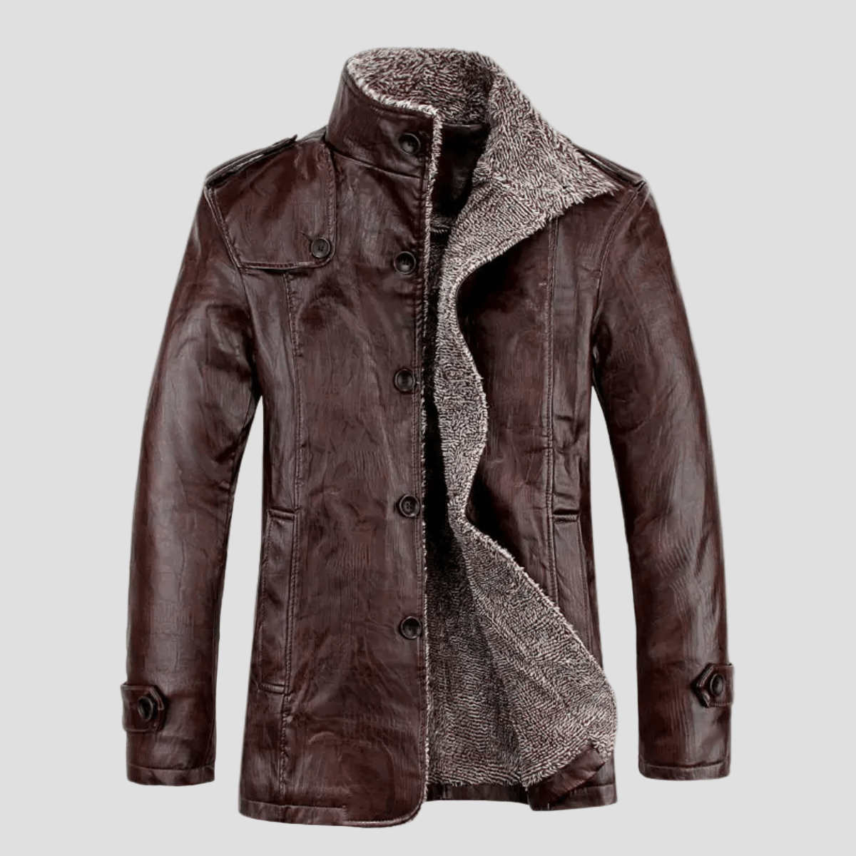 Lansbury | Leather Jacket with Fleece Lining and Stand Collar - Rob Stevenson