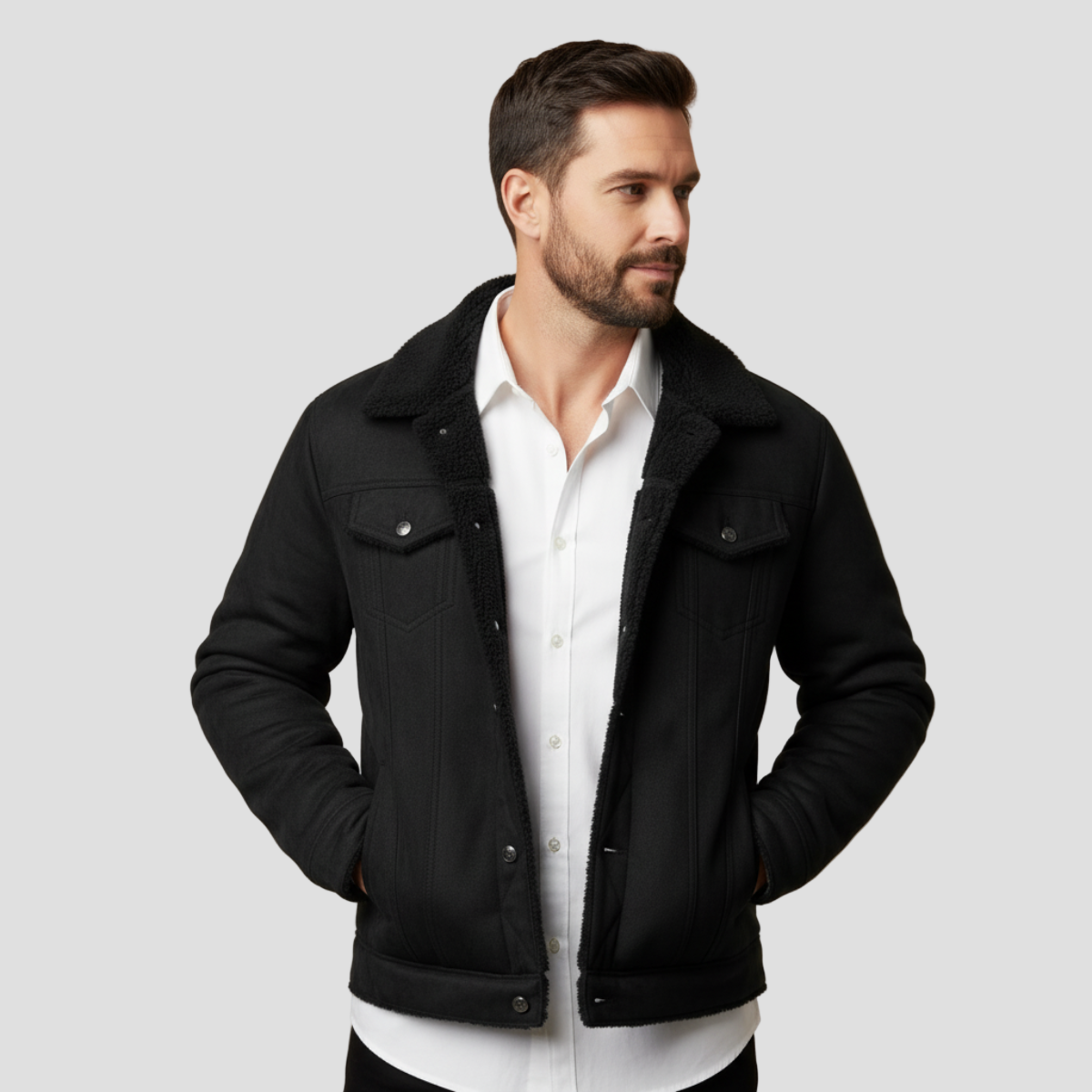 Aiden | Fleece Suede Leather Jacket