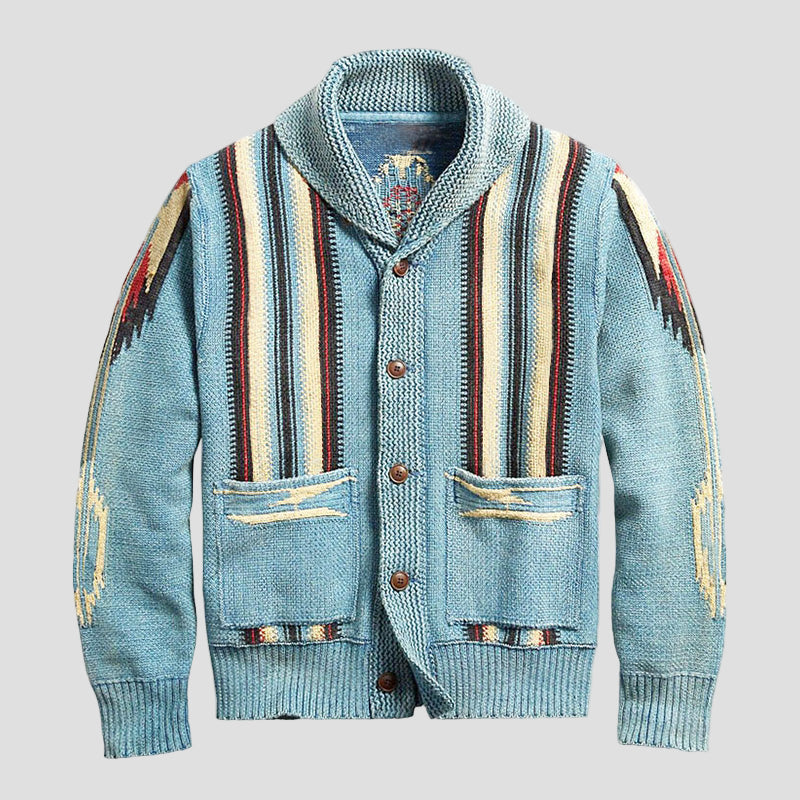 Adrian | Vintage Jacquard Lapel Knit Cardigan