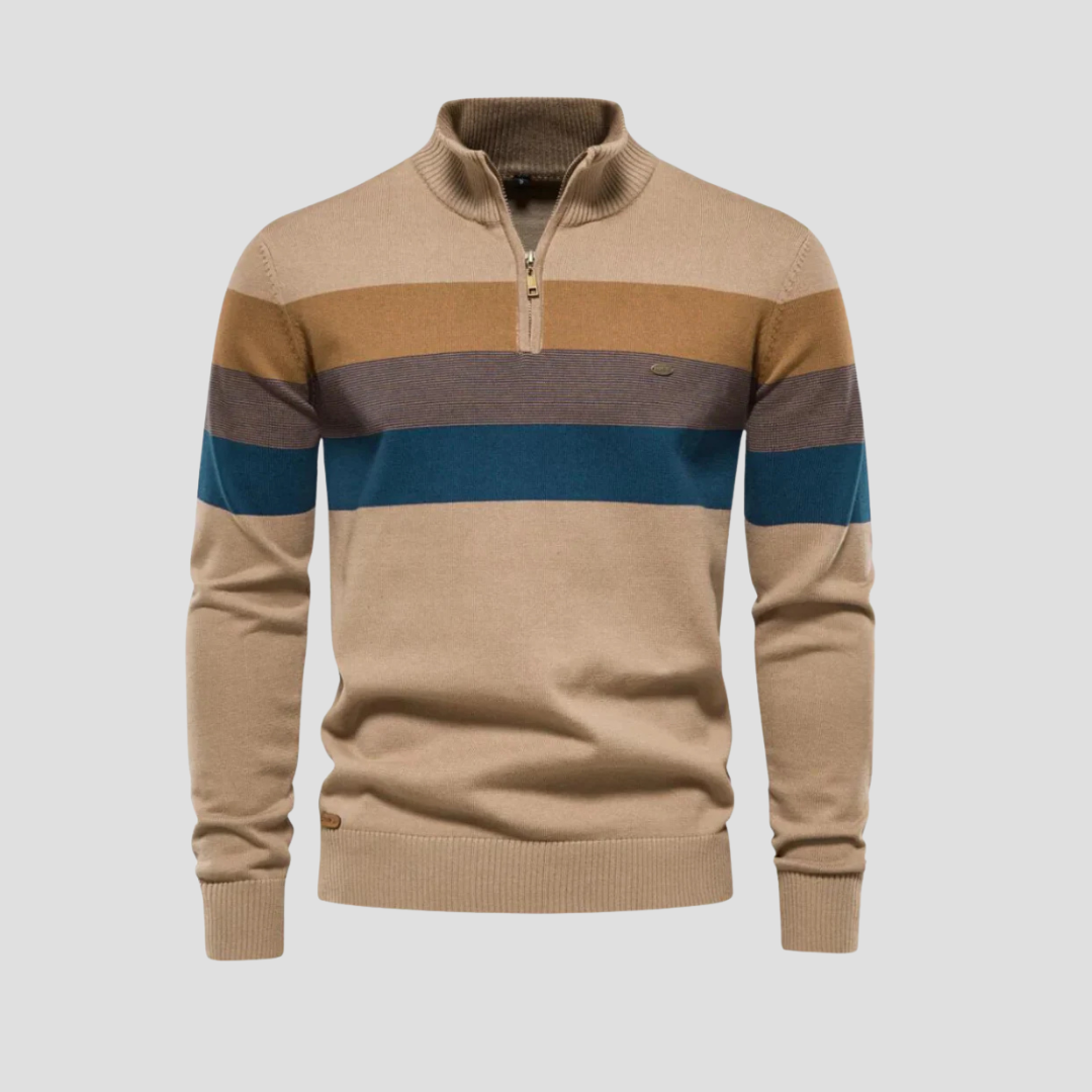 Maxwell | Striped Quarter Zip Jumper