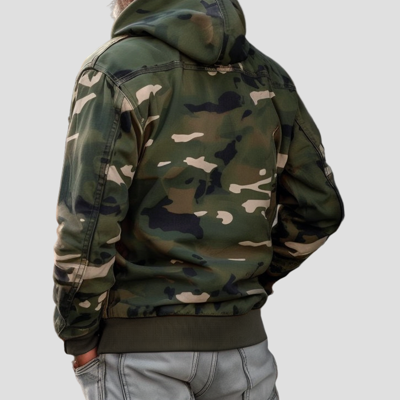 Grayson | Camouflage Hooded Multi-Pocket Zip Cargo Jacket