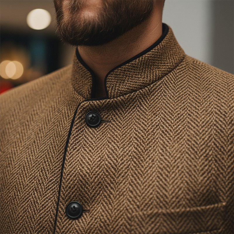Liam | Retro Herringbone Wool Coat