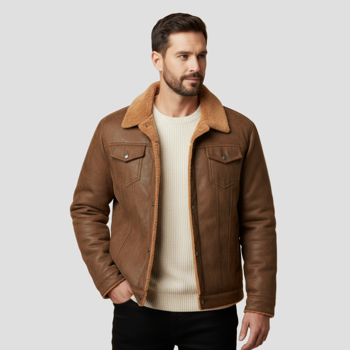 Aiden | Fleece Suede Leather Jacket